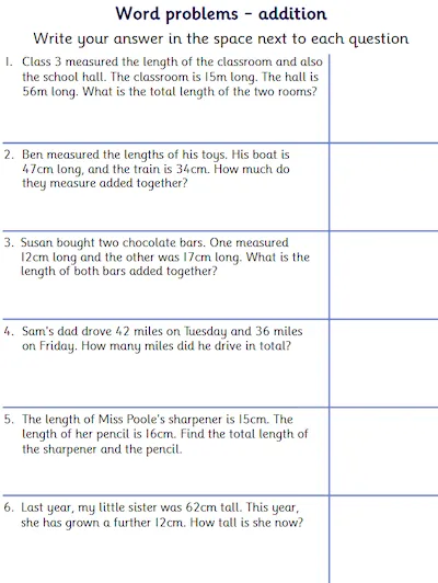 One-Step Addition Problems Involving Length