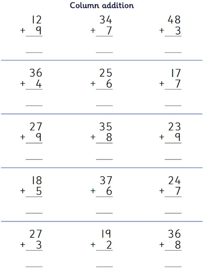 Introduction to Column Addition With Carrying