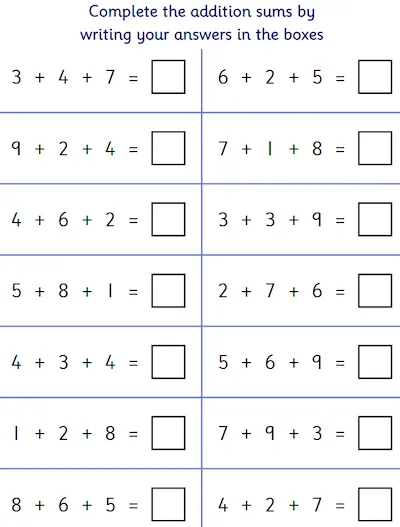 Addition of Three One-Digit Numbers