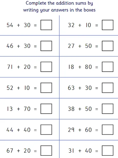 Addition of 2-Digit Numbers and Tens