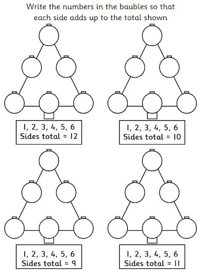 Adding three one-digit numbers, Christmas