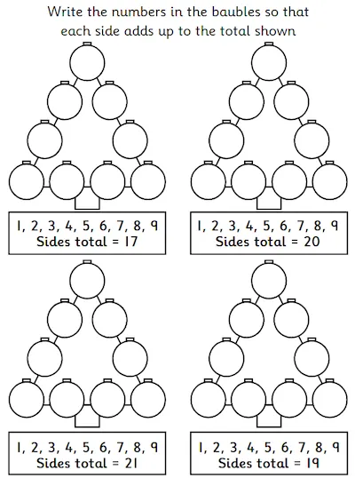 Adding Four One-Digit numbers, Christmas
