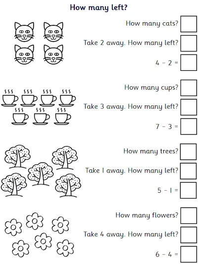 Subtraction within 7, with Pictorial Representation