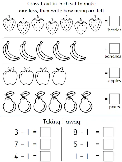 Subtraction involving One Less
