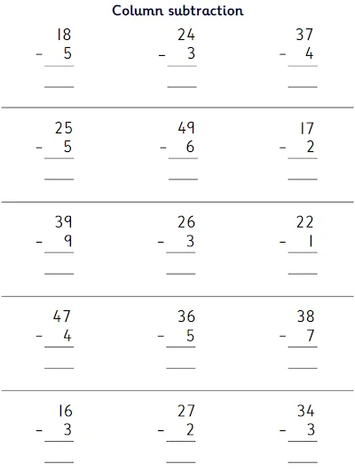 Subtract 2-Digit Numbers and Ones, no Decomposition