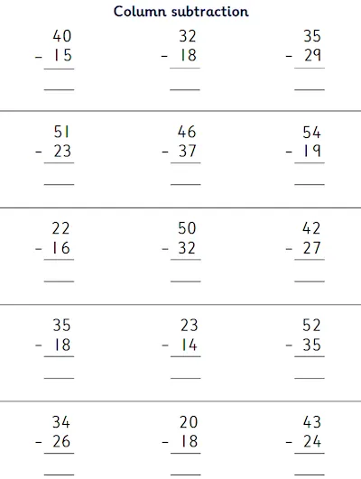 Subtract Two 2-Digit Numbers, with Decomposition