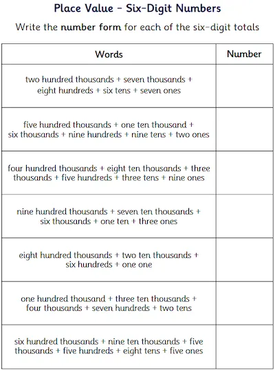 Write Six-Digit Numbers