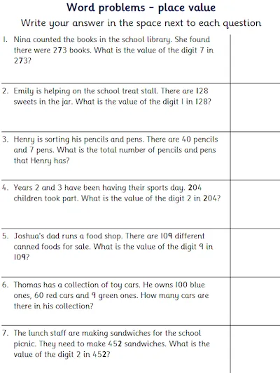 Place Value Word Problems