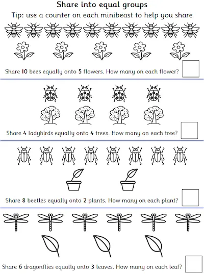 Grouping and Sharing Small Quantities, Minibeasts