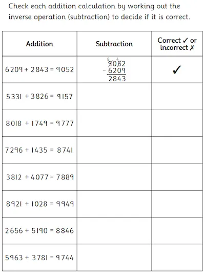 Inverse Operations, Four-Digit Numbers