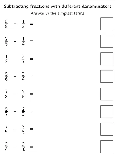 Subtracting Fractions with Different Denominators