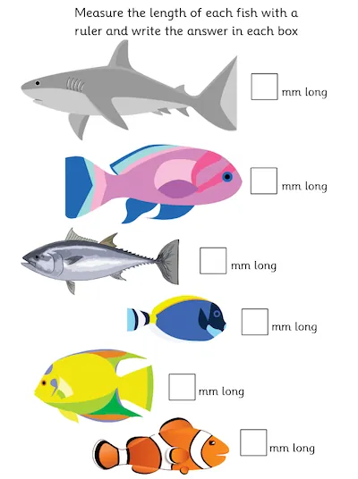 Measure and Record Lengths, Fish Theme