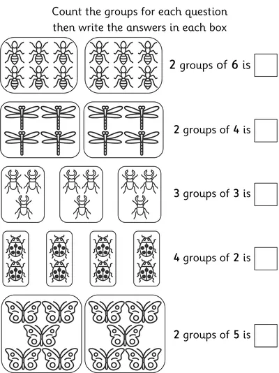 Multiplication with Pictorial Representation, Minibeasts