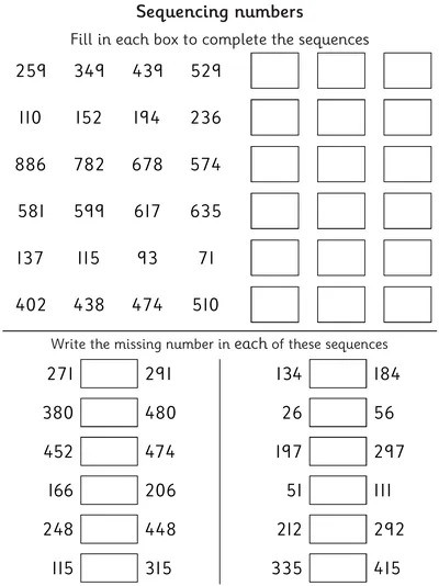 Recognise and Complete Number Sequences