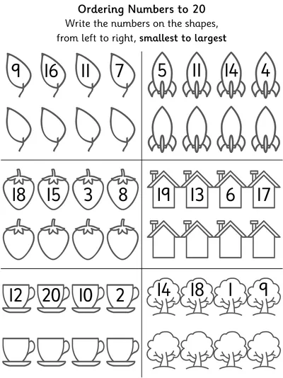 Ordering Numbers within 20, Smallest to Largest