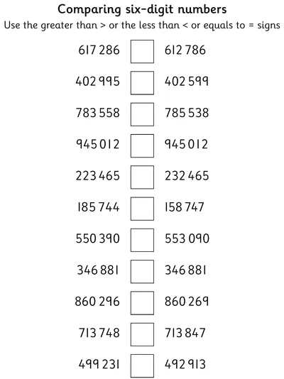 Comparing Six-Digit Numbers