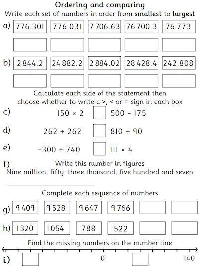 Order and Compare Numbers including Decimals