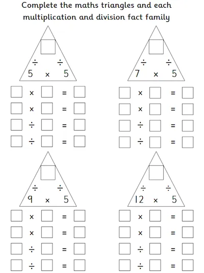 Maths Triangles, 5 Times Table
