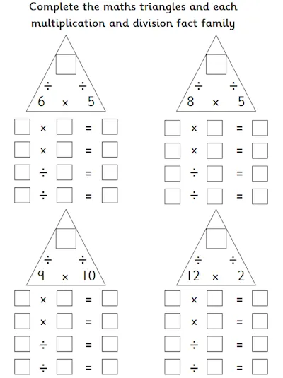 Maths Triangles, 2 , 5, 10 Times Tables