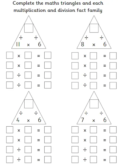 Maths Triangles, 6 Times Table