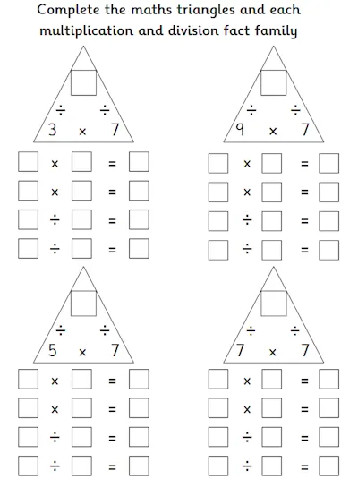 Maths Triangles, 7 Times Table