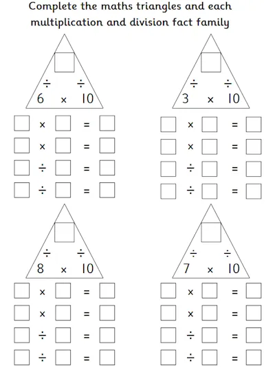 Maths Triangles, 10 Times Table