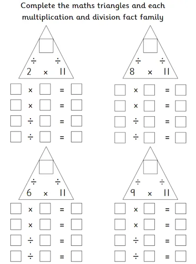 Maths Triangles, 11 Times Table