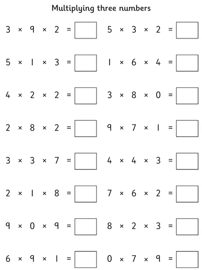 Multiplying Three Single-Digit Numbers