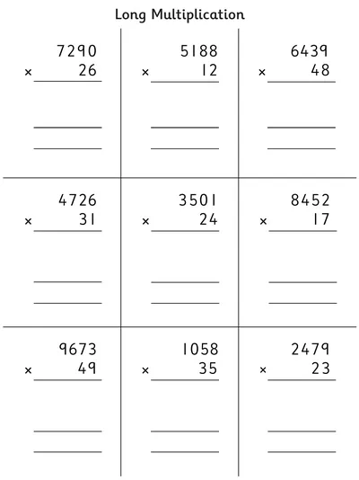 Long Multiplication of Four-Digit Numbers