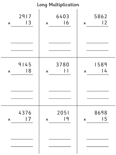 Long Multiplication Practice