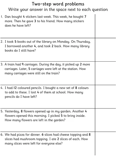 Two-Step Word Problems within 20