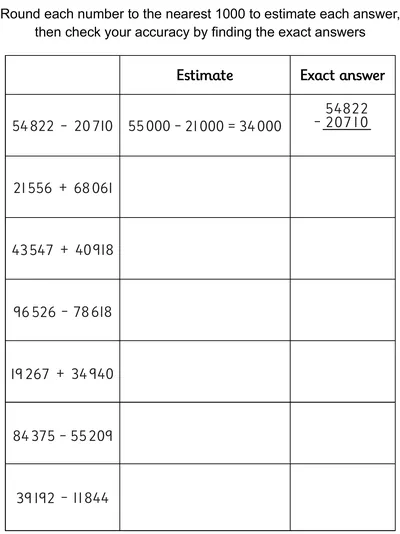 Calculations Using Rounding to the Nearest 1000