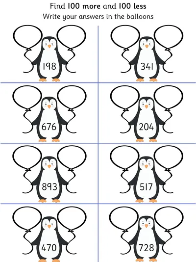 Identifying 100 More and 100 Less