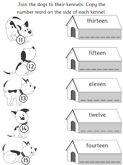 Read and Write Numerals from 11 to 15