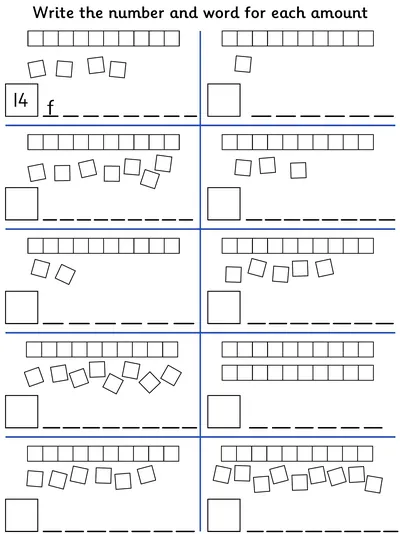 Write Numbers and Words from 11 to 20