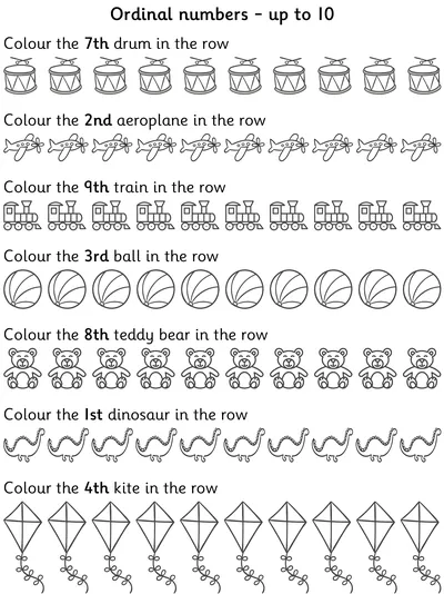 Ordinal Numbers within 10, Toys