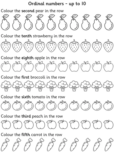 Ordinal Numbers within 10, Food