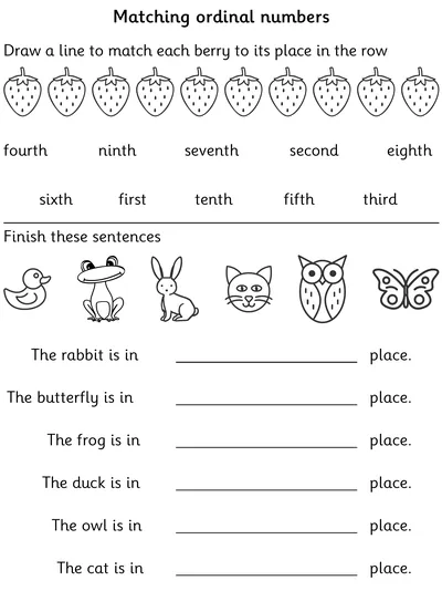 Matching and Writing Ordinal Numbers