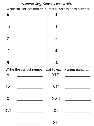Read and Convert Roman Numerals to 20