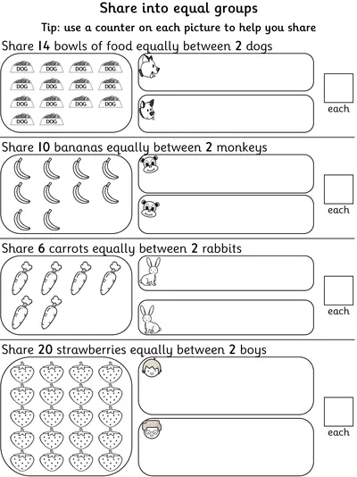 Sharing up to Twenty into Two Equal Groups, Food