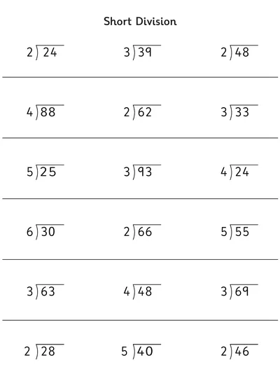 Short Division of Two-Digit Numbers