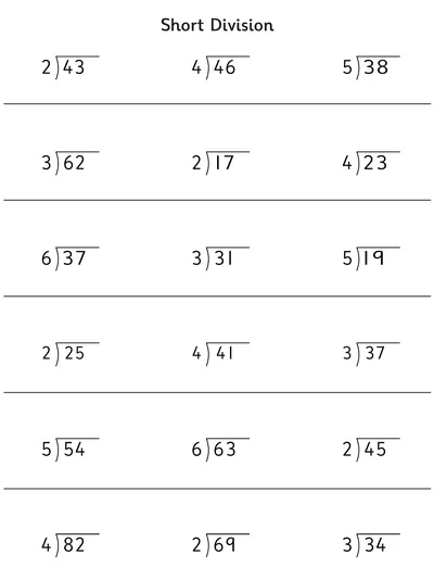 Division of Two-Digit Numbers with Remainders