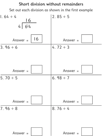 Short Division without Remainders
