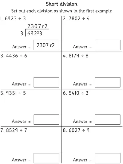 Short Division of Four-Digit Numbers