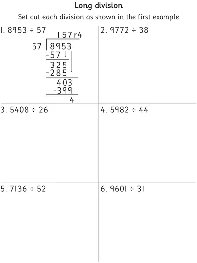 Long Division of 4-Digit Numbers by 2-Digit Numbers