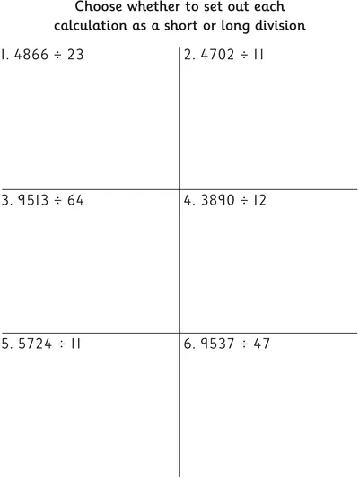 Short and Long Division of 4-Digit Numbers