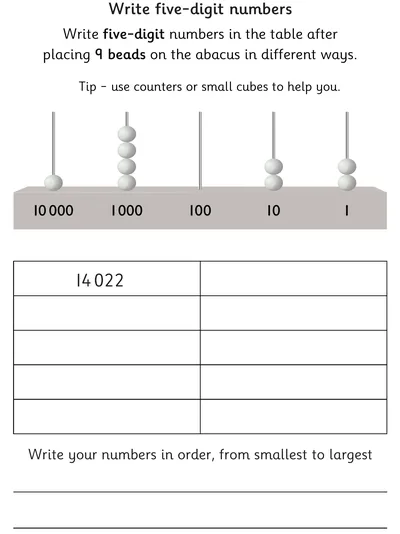 Write and Order Five-Digit Numbers