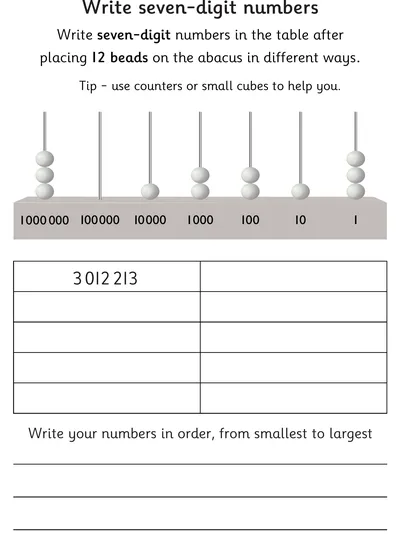 Write and Order Seven-Digit Numbers