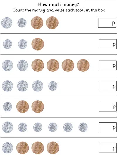 Counting Amounts Less than 50p