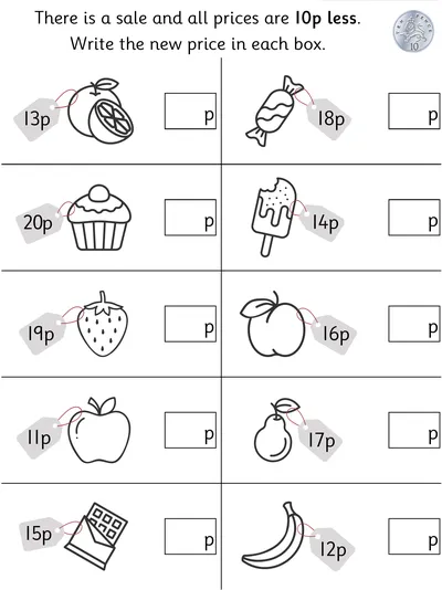 Subtraction of Money within 20p